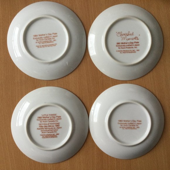 Four 1981-1984 mother's day plates exclusively crafted in Japan for Avon Canada - Picture 3 of 3
